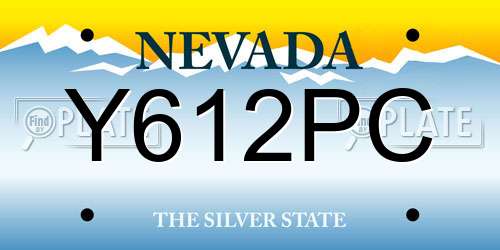 Y612PC Nevada License Plate