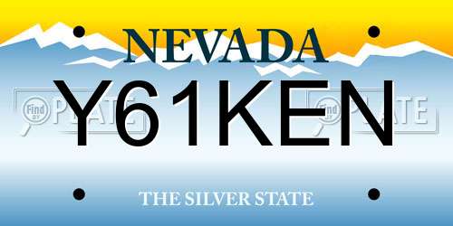 Y61KEN Nevada License Plate