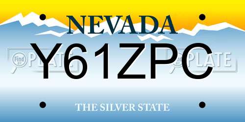 Y61ZPC Nevada License Plate