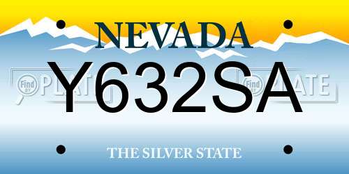 Y632SA Nevada License Plate
