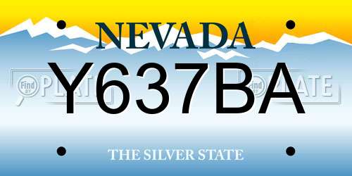 Y637BA Nevada License Plate