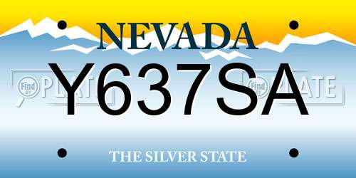 Y637SA Nevada License Plate