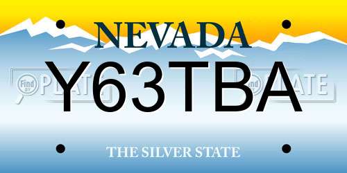 Y63TBA Nevada License Plate