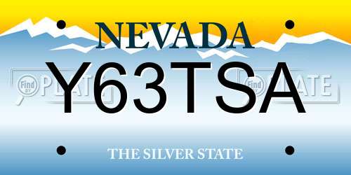 Y63TSA Nevada License Plate