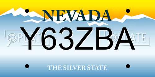 Y63ZBA Nevada License Plate