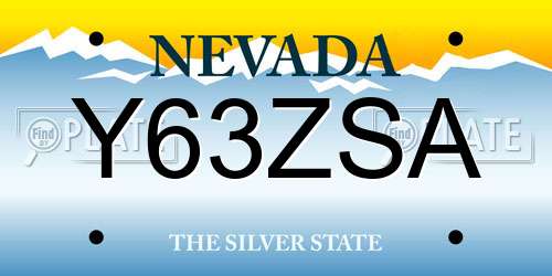Y63ZSA Nevada License Plate
