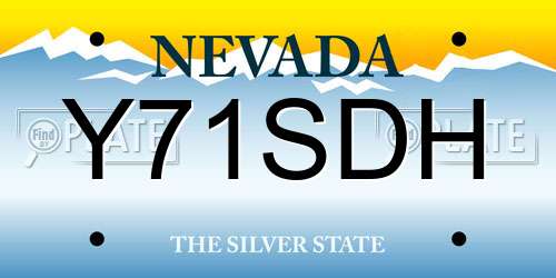 Y71SDH Nevada License Plate