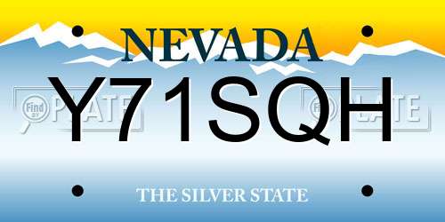 Y71SQH Nevada License Plate