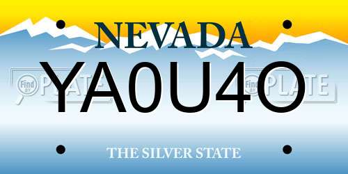 YA0U4O Nevada License Plate
