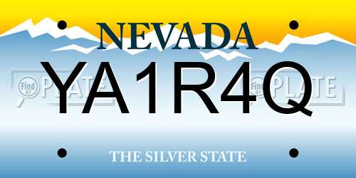 YA1R4Q Nevada License Plate