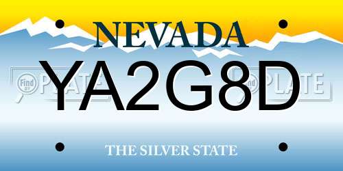 YA2G8D Nevada License Plate