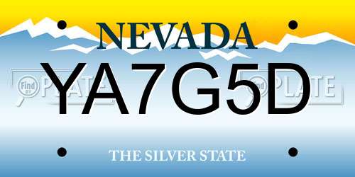 YA7G5D Nevada License Plate