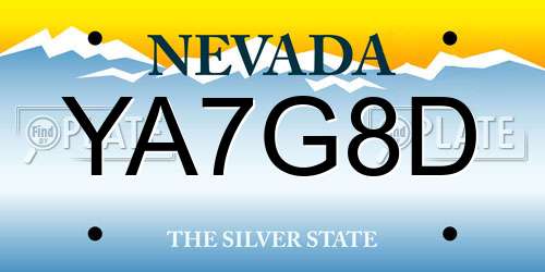 YA7G8D Nevada License Plate