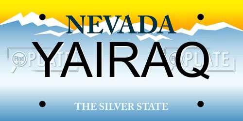 YAIRAQ Nevada License Plate