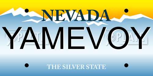 YAMEVOY Nevada License Plate