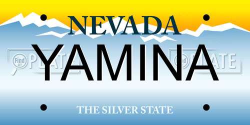 YAMINA Nevada License Plate