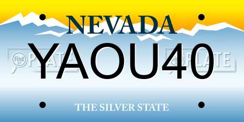 YAOU40 Nevada License Plate