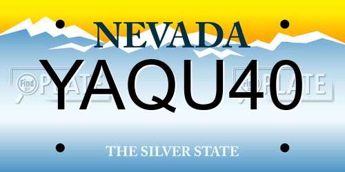YAQU40 Nevada License Plate