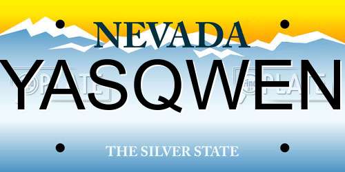 YASQWEN Nevada License Plate