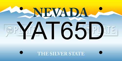 YAT65D Nevada License Plate