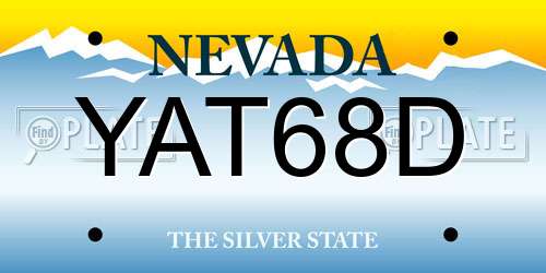YAT68D Nevada License Plate