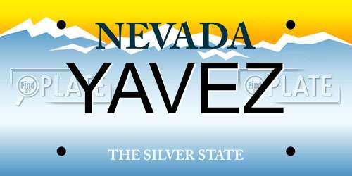 YAVEZ Nevada License Plate