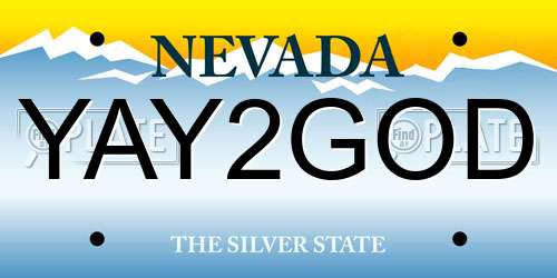 YAY2GOD Nevada License Plate