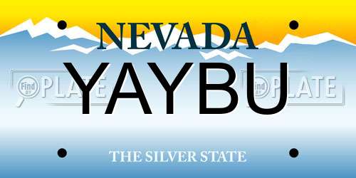 YAYBU Nevada License Plate