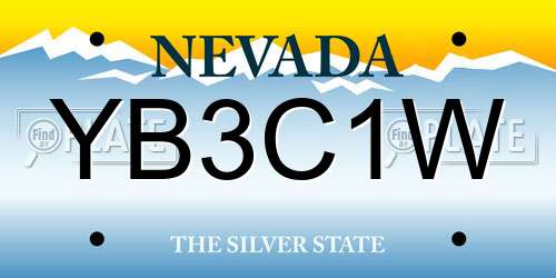 YB3C1W Nevada License Plate