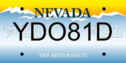 YDO81D Nevada License Plate