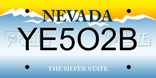 YE5O2B Nevada License Plate