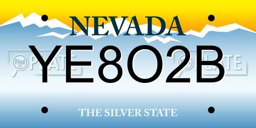 YE8O2B Nevada License Plate