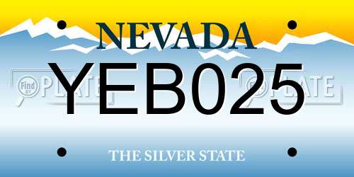 YEB025 Nevada License Plate