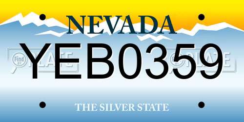 YEB0359 Nevada License Plate