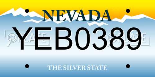 YEB0389 Nevada License Plate