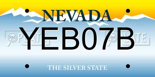YEB07B Nevada License Plate