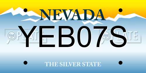 YEB07S Nevada License Plate