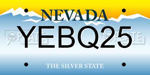 YEBQ25 Nevada License Plate