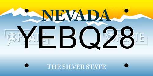 YEBQ28 Nevada License Plate