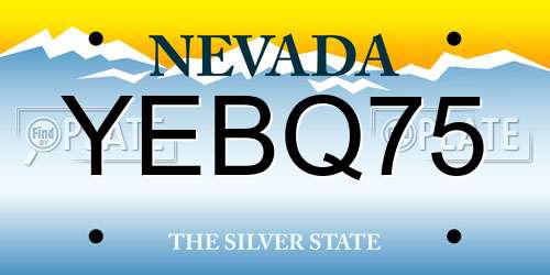 YEBQ75 Nevada License Plate