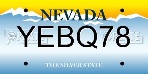 YEBQ78 Nevada License Plate