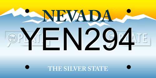 YEN294 Nevada License Plate