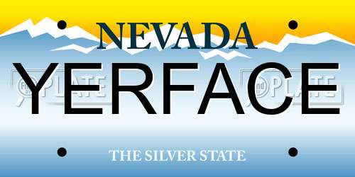 YERFACE Nevada License Plate