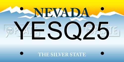 YESQ25 Nevada License Plate