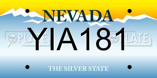 YIA181 Nevada License Plate