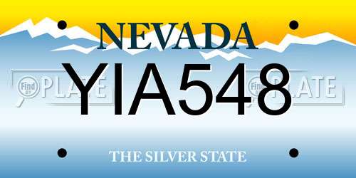 YIA548 Nevada License Plate