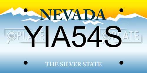YIA54S Nevada License Plate