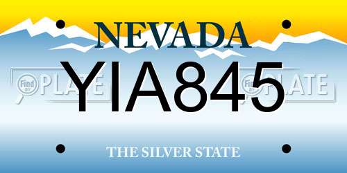YIA845 Nevada License Plate