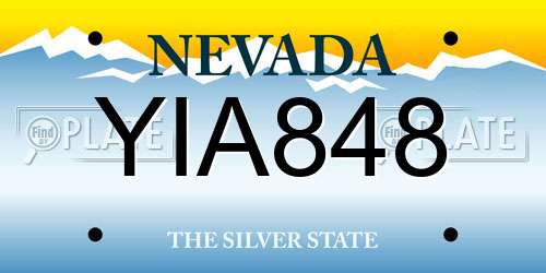YIA848 Nevada License Plate