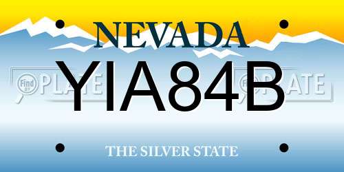 YIA84B Nevada License Plate